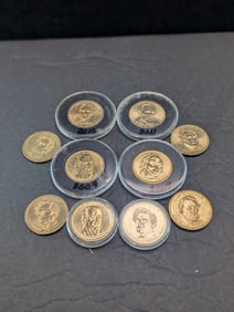 2007 UNC, (2) 2009 UNC, (2) 2010 UNC, (4) 2010 Circulated, & (1) 2011 UNC Presidential Dollars