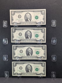 (3) 1976 & (1) 1995 Crisp $2 Currency Notes