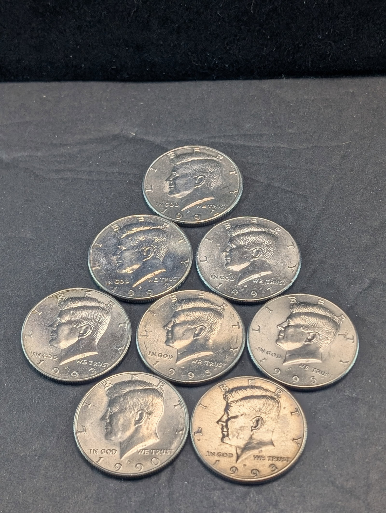 1990P, 2-1992P,m 2-1993P, 1995 P,D, 1997D Kennedy Half Dollars: 1990P, 2-1992P,m 2-1993P, 1995 P,D, 1997D Kennedy Half Dollars