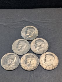 1971-D, 1972-P, 1973-D, 1974-P, 1976-P, & 1977-P Kennedy Half Dollars