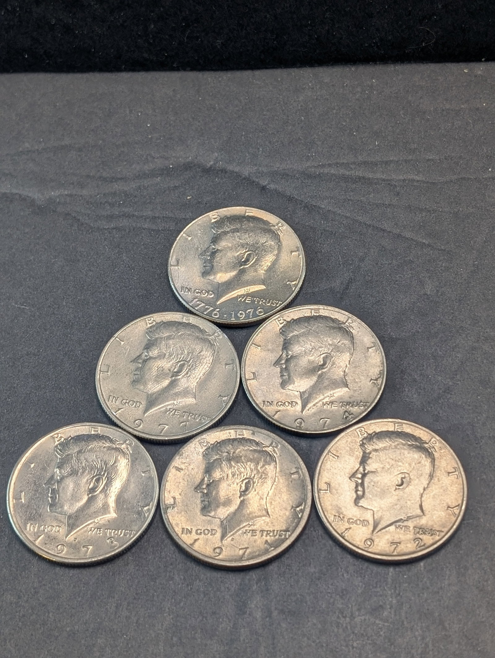 1971-D, 1972-P, 1973-D, 1974-P, 1976-P, & 1977-P Kennedy Half Dollars: 1971-D, 1972-P, 1973-D, 1974-P, 1976-P, & 1977-P Kennedy Half Dollars