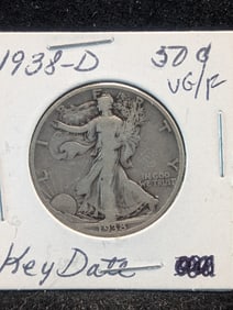 1938-D Walking Liberty Half Dollar Key Date - 90% Silver