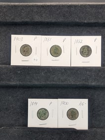 1881, 1882, 1899, 1900 & 1903 Indian Head Cents