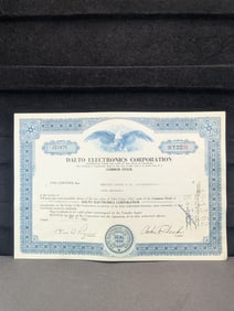 1962 Dalto Electronics Stock Certificate