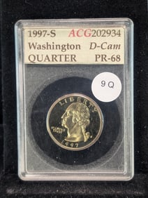 1997-S Washington Quarter, Slabbed By Accugrade, Deep Cameo Proof