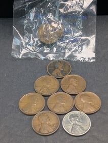 (3) 1910, (4) 1917, (1) 1918, (1) 1919, & (1) 1943 Lincoln Wheat Cents