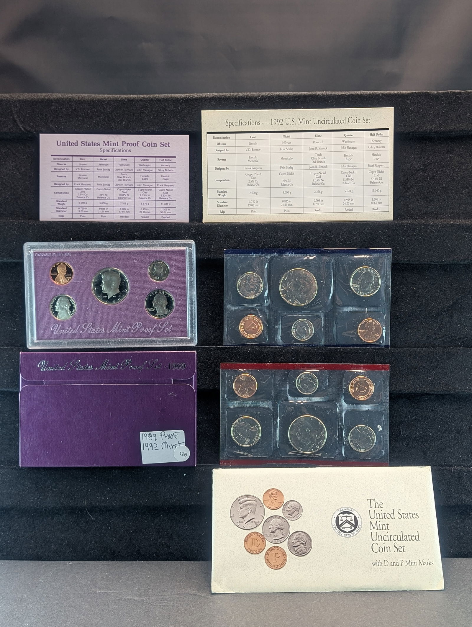 1989-S U.S. Mint Proof Set & 1992 P&D U.S. Mint Uncirculated Set - Both In OGP (1 of 8)