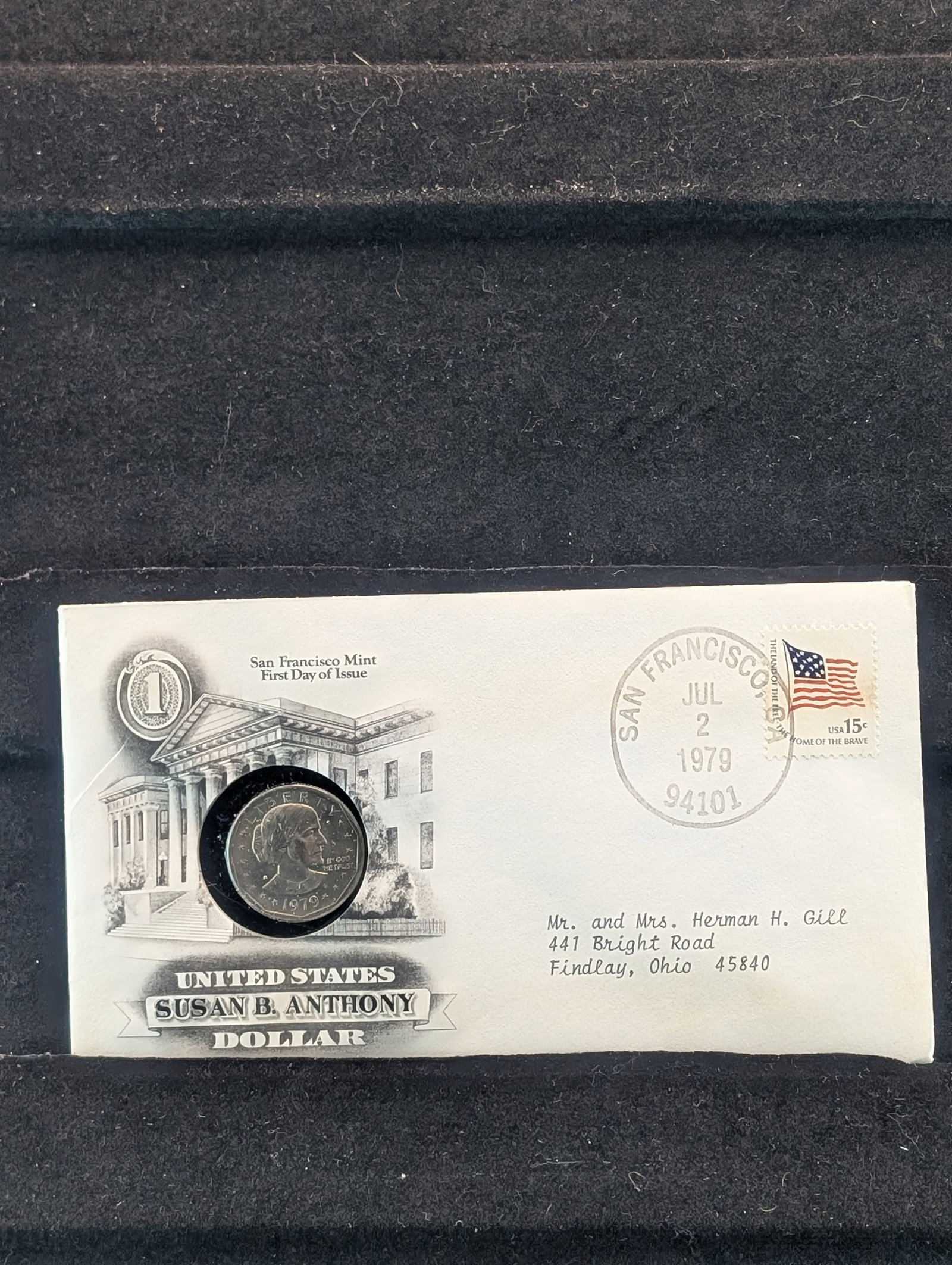 1979 S. B. Anthony Dollar w/ 1st Day Cachet: 1979 S. B. Anthony Dollar w/ 1st Day Cachet