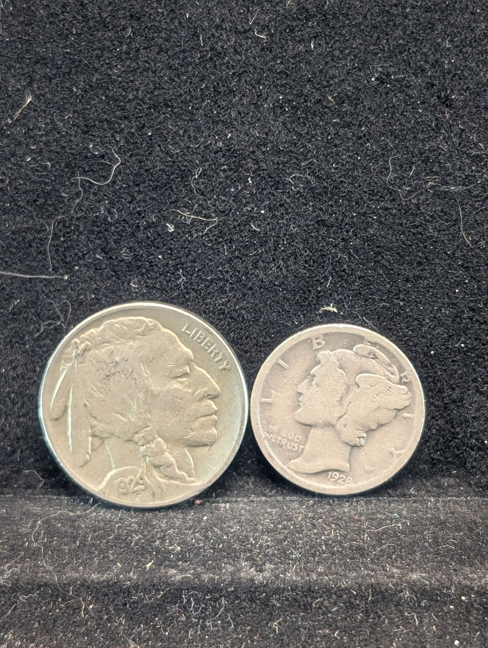 1928-D Mercury Dime & 1929-S Buffalo Nickel - Mercury Dime Is 90% Silver (1 of 2)