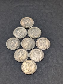 Lot Of Nine South American 25 Centimos - All Are 83.5% Silver