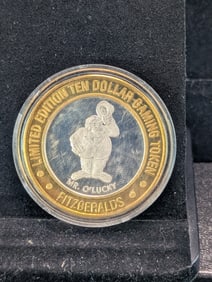 Limited Edition .999 Fine Silver Center $10 Casino Token "Fitzgerald's"