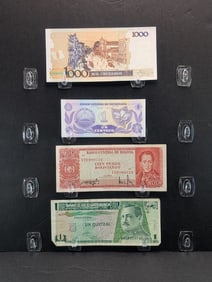 (4) South American Currency. Guatemala, Brazil, Bolivia, & Central America.
