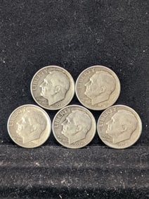 5 Mixed Date 90% Silver Roosevelt Dimes