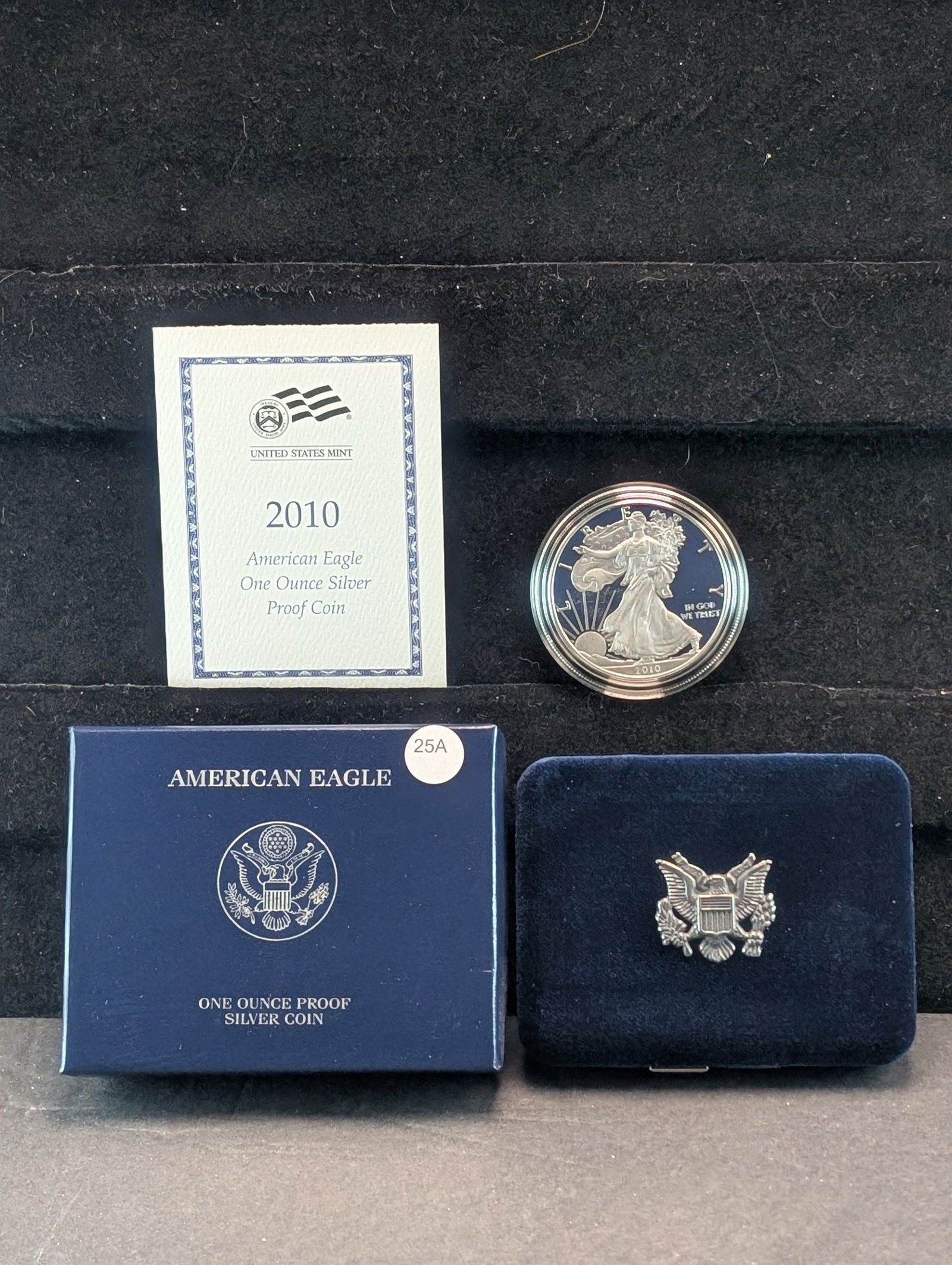 2010-W Proof American Silver Eagle. OGP/COA. One Troy Ounce .999 Fine Silver $1 (1 of 4)