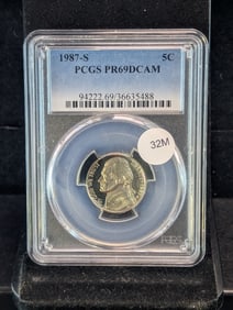 1987-S Jefferson Nickel PCGS PR69 DCAM