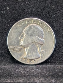 1957, 90% Silver, (Nice Grade) Washington Quarter, 68 years old