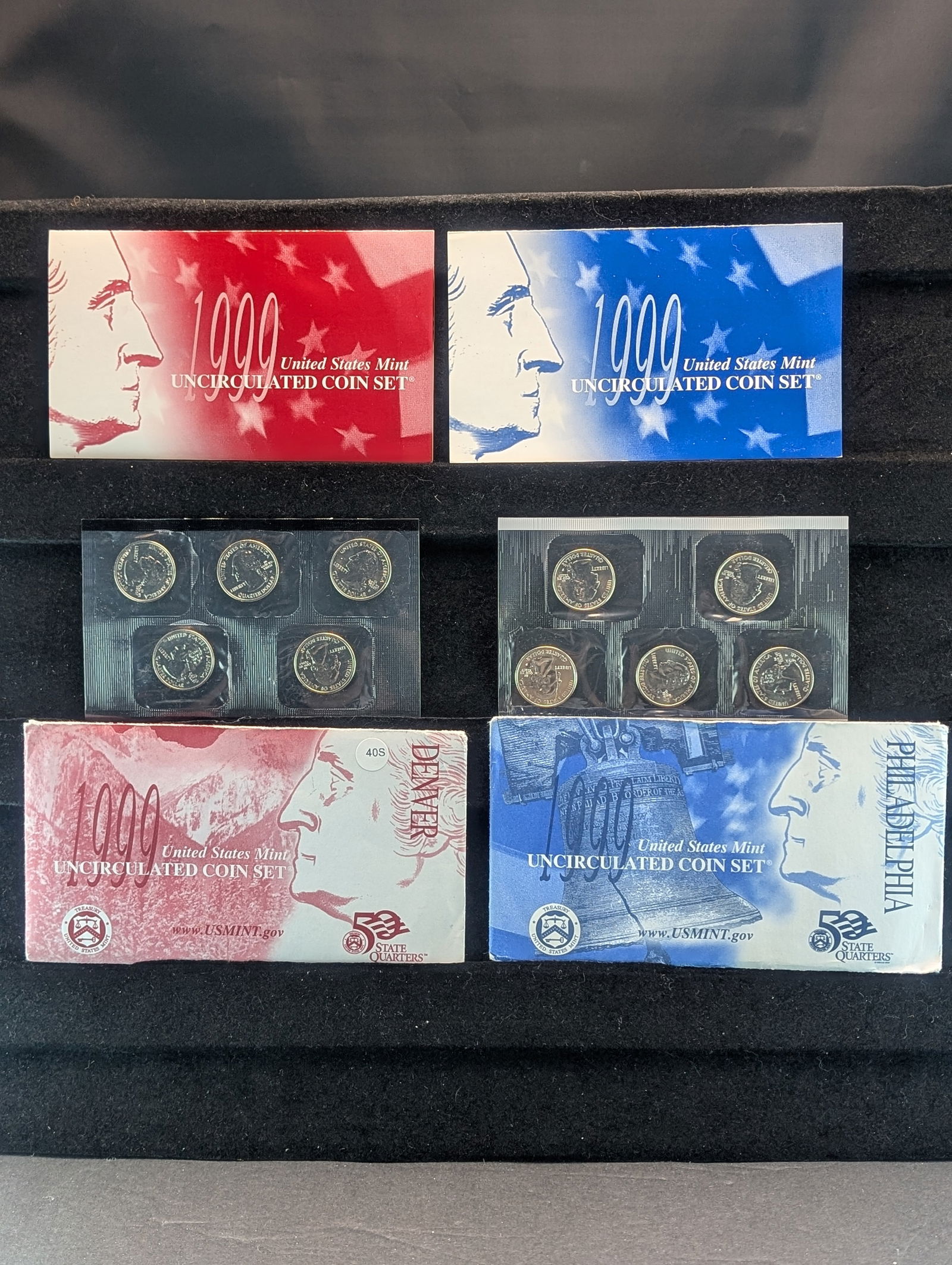 1999 P&D US Mint Unc. Coin Set. Contains 20 Coins. First Year for 50 State Quarters (1 of 7)