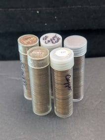Five Rolls Copper Lincoln Memorial Cents
