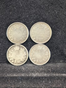3-1920 & 1 No Date (.925 Sterling Silver), Canada 5 cents, 105 Years Old!