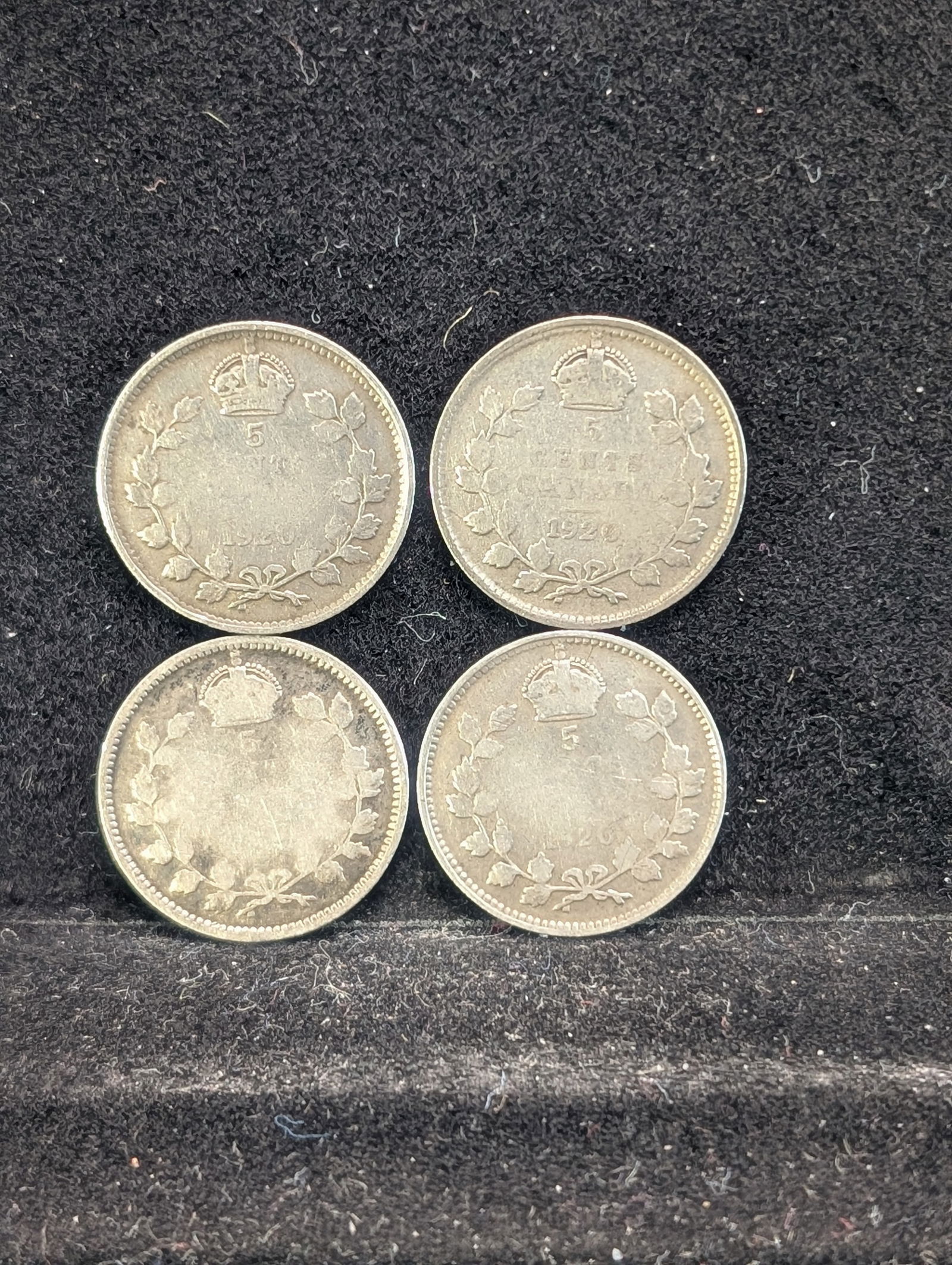 3-1920 & 1 No Date (.925 Sterling Silver), Canada 5 cents, 105 Years Old! (1 of 2)