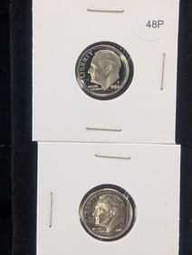 1984-S & 2005-S Clad Proof Roosevelt Dimes