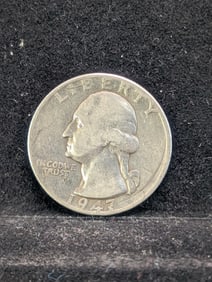1947, 90% Silver, (Error-Die Crack on "7") Washington Quarter, 78 years Old!