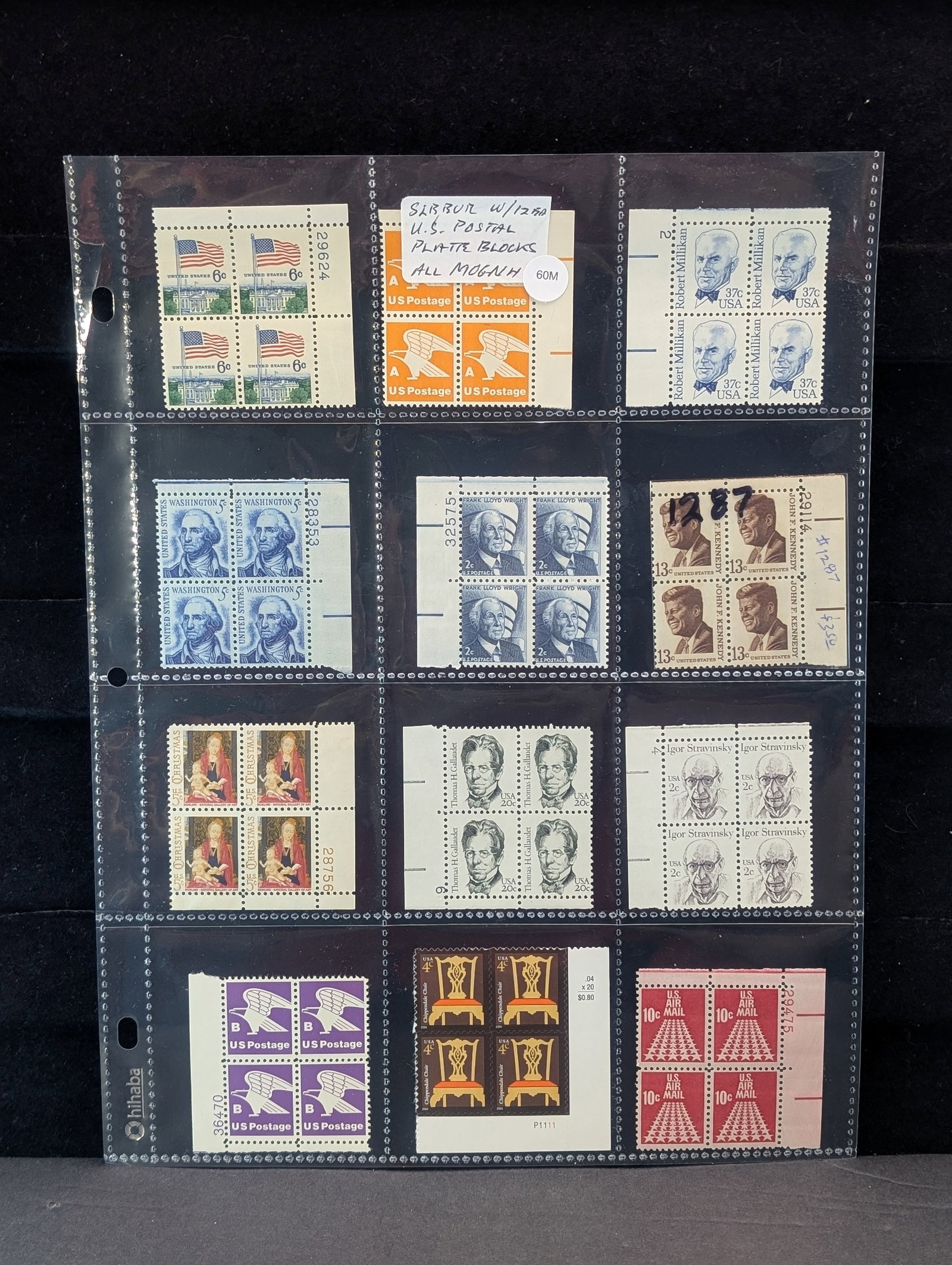 Sleeve of 12 Postage Plate Blocks MOGNH: Sleeve of 12 Postage Plate Blocks MOGNH