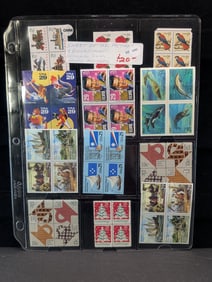 Sheet of Mint U.S. Postage 4 Block Stamps All MOGNH