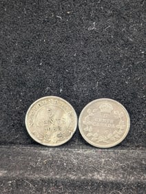 1907 Canada & 1938 Newfoundland (both .925 Sterling Silver) High Grades, 5 cents