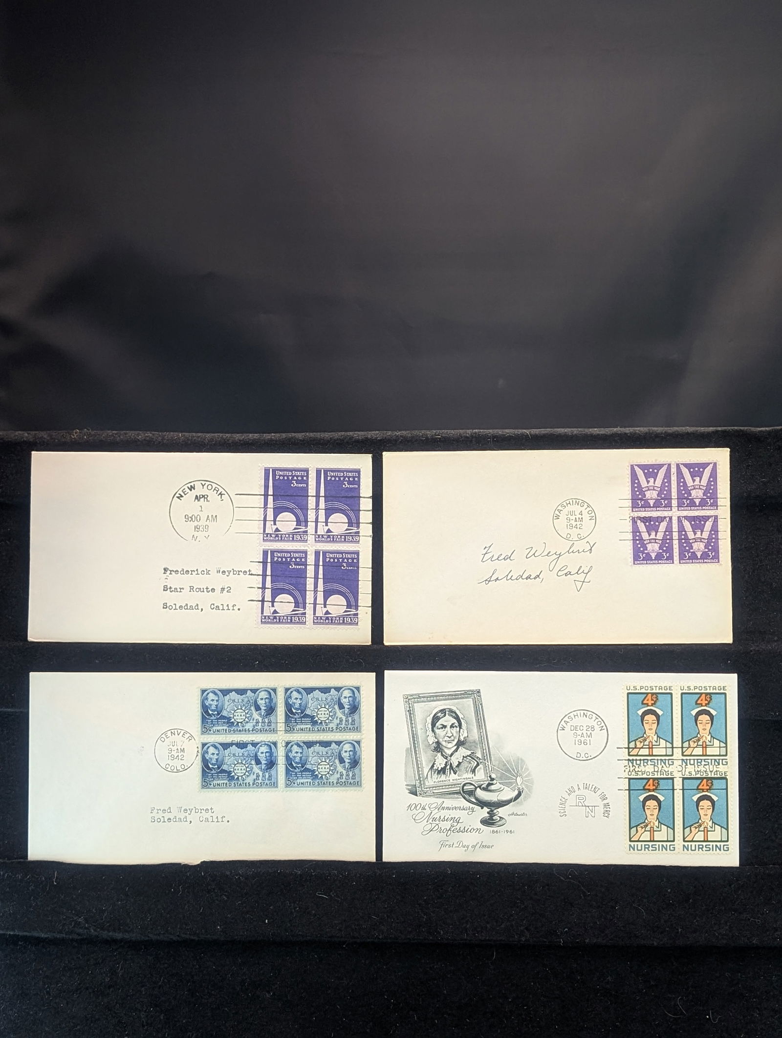 Sleeve of 4 Rare Valuable 4 Block 1st Day Covers & Cachets (1 of 3)