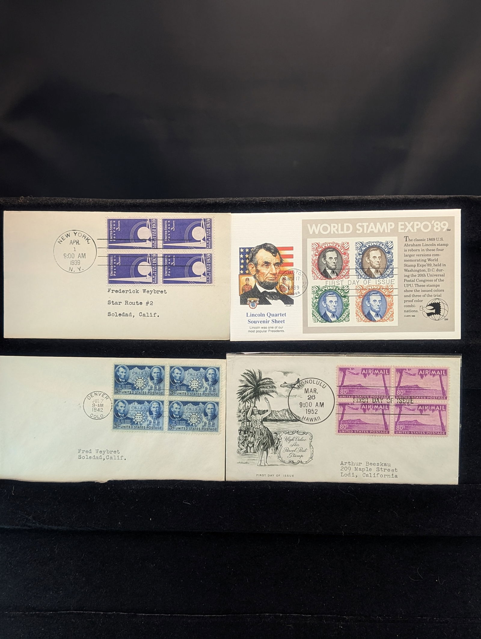 Sleeve of 4 Rare Valuable 4 Block 1st Day Covers & Cachets (1 of 3)