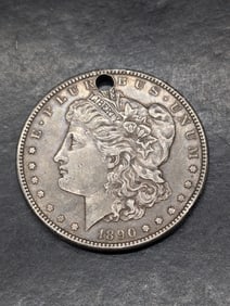 1890-CC Morgan Silver Dollar (Holed)