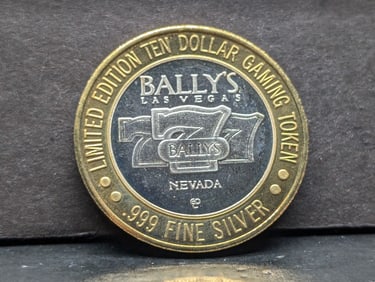 Limited Edition .999 FINE SILVER CENTER Bally's Casino $10 Gaming Token in Capsule