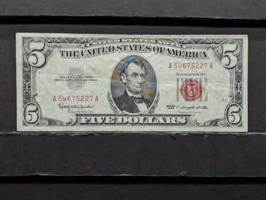1963 Series $5.00 RED SEAL Banknote *CRISP PAPER*