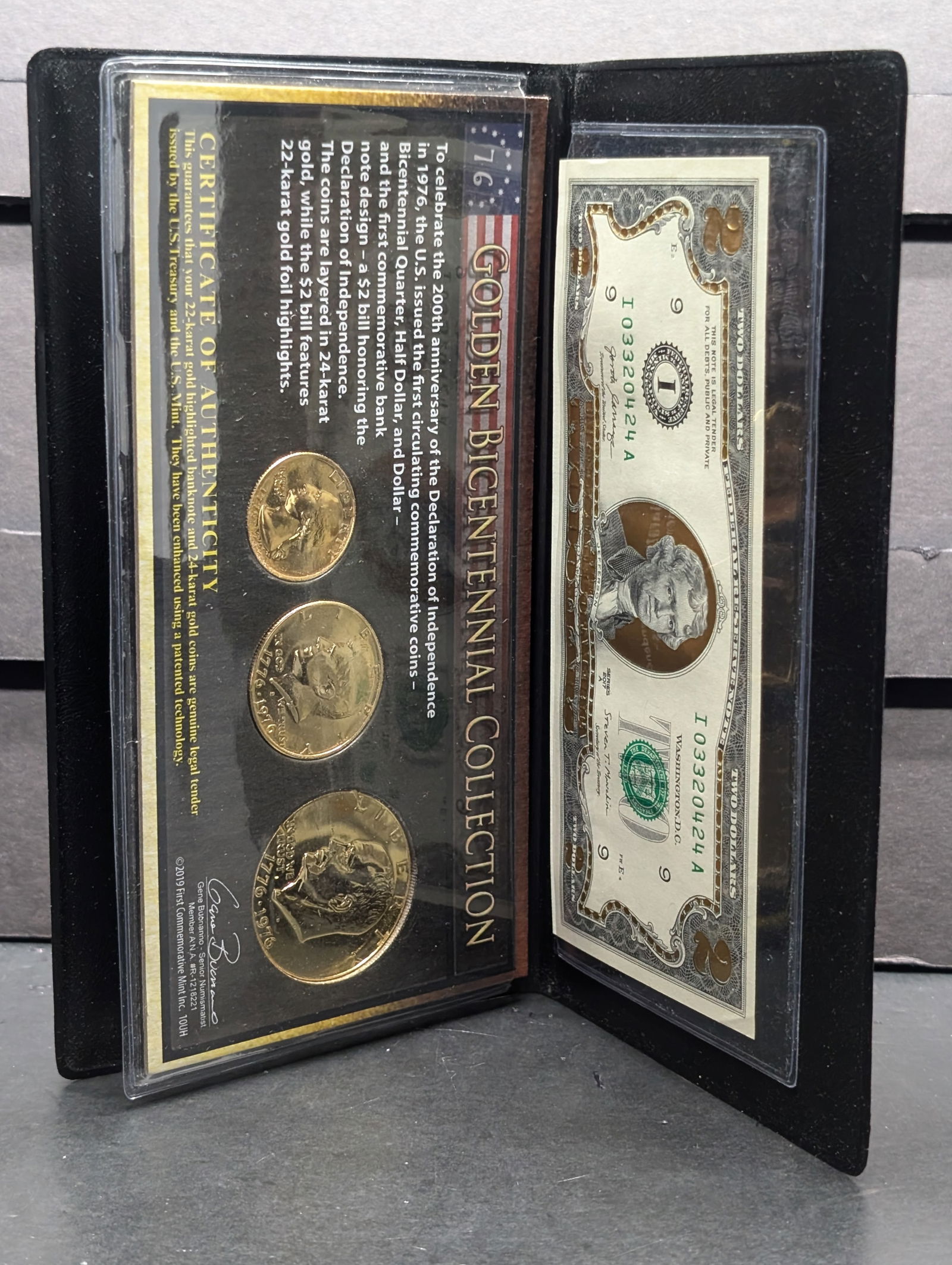 Golden Bicentennial Collection in Display Book w/ COA - 1976-S & 2017 Series 24k Gold *LAYERED* (1 of 10)