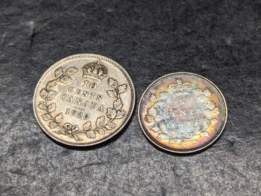 1892 Canada 5 Silver Cents & 1920 Canada 10 Silver Cents