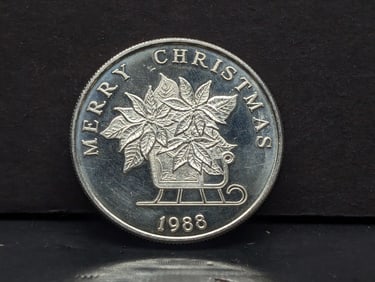 1 Troy Oz. .999 FINE SILVER 1988 Merry Christmas Designed Round