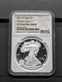 2021-W PROOF Heraldic Eagle T-1 American Silver Eagle - NGC PF70 ULTRA CAMEO *35th Anniv.*