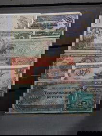 Lot of 8 Various Vintage World Currency Notes