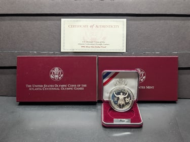 1996-P PROOF Atlanta Centennial Olympic - Paralympics Commem Silver Dollar in OGP w/ COA