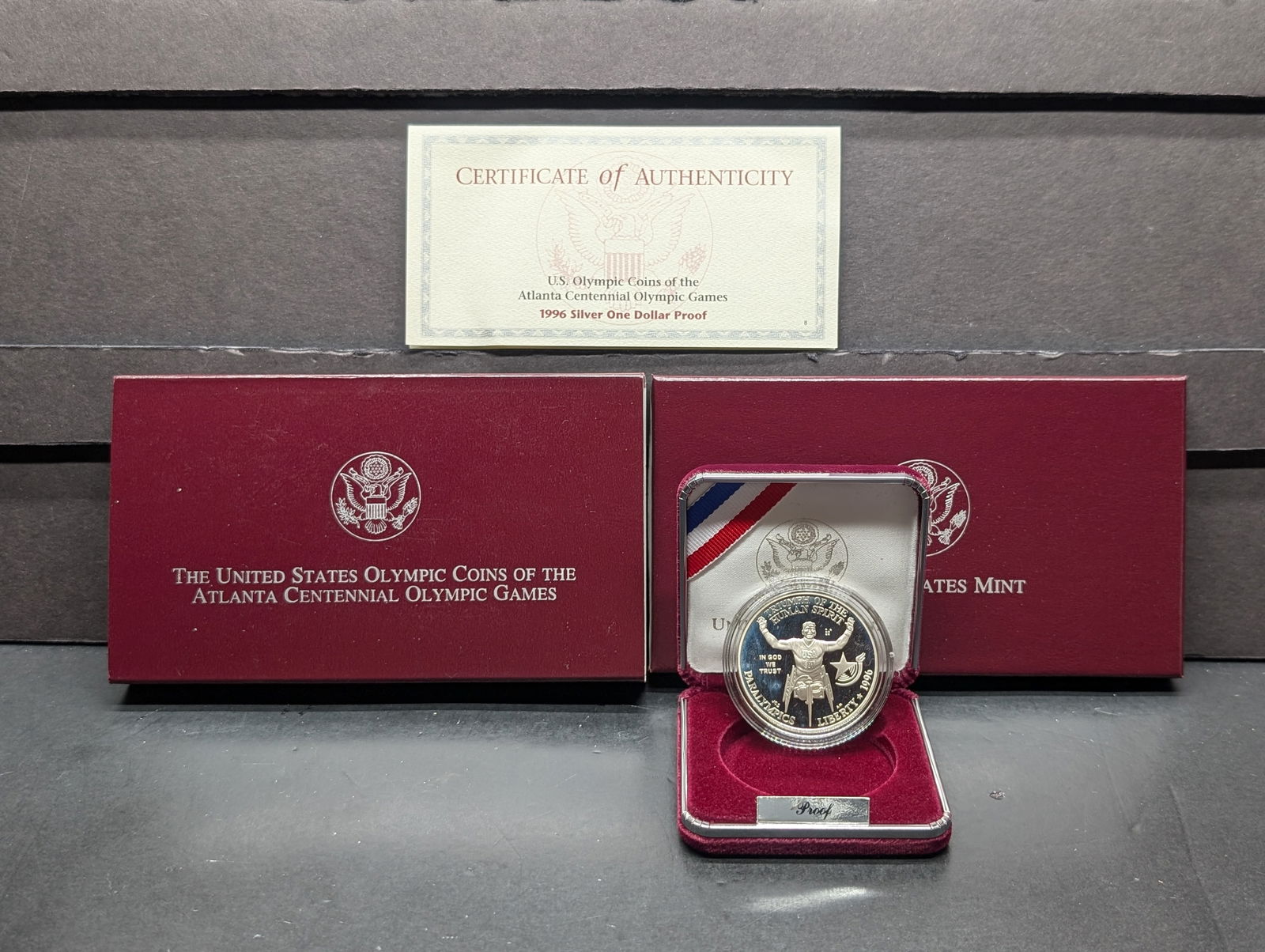 1996-P PROOF Atlanta Centennial Olympic - Paralympics Commem Silver Dollar in OGP w/ COA (1 of 4)