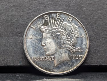 1 Oz. .999 FINE SILVER Peace Dollar Designed Round