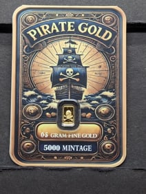 1/2 Gram Pirate Gold .999 FINE GOLD Art Bar