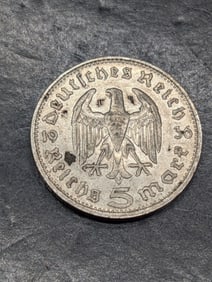 1936 Germany 5 Silver Reichsmarks