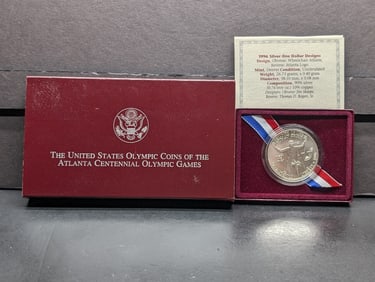 1996-D UNC Atlanta Centennial Olympic - Paralympics Commem Silver Dollar in OGP w/ COA