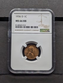 1936-D Lincoln Wheat Cent - NGC MS66 RB (NGC Price Guide $50)