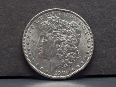**AU+ Details - BRIGHT & FLASHY** 1904 Morgan Silver Dollar w/ Rim Bump