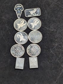 1 Gram Each .999 FINE SILVER Various Designed Miniature Art Bars & Rounds (10 PCS)