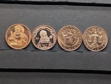 1 Oz. Each .999 FINE COPPER Various Designed Rounds (4 PCS)