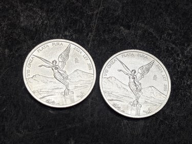 1/10 Oz. Each .999 FINE SILVER 2024 Mexico Libertad Designed Rounds (2 PCS)